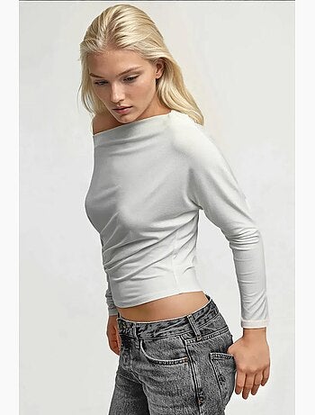 T-shirt sans bretelles à manches longues et col bateau hiccup