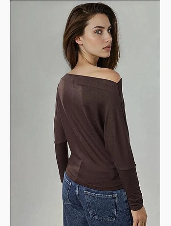 T-shirt sans bretelles à manches longues et col bateau hiccup