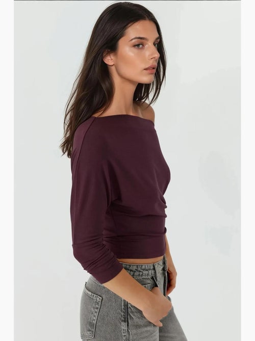 T-shirt sans bretelles à manches longues et col bateau hiccup - Kiabi