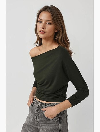 T-shirt sans bretelles à manches longues et col bateau hiccup