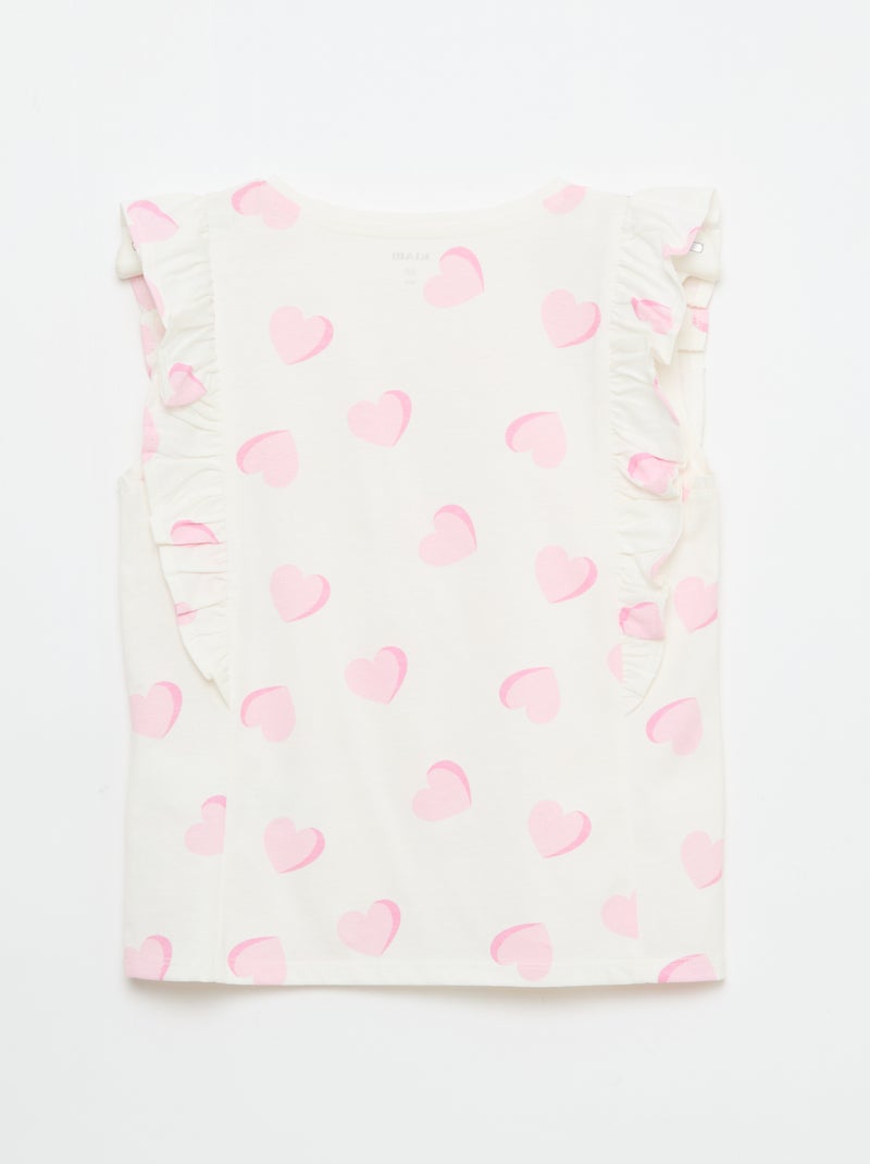 T-shirt sans manches à volants Rose - Kiabi
