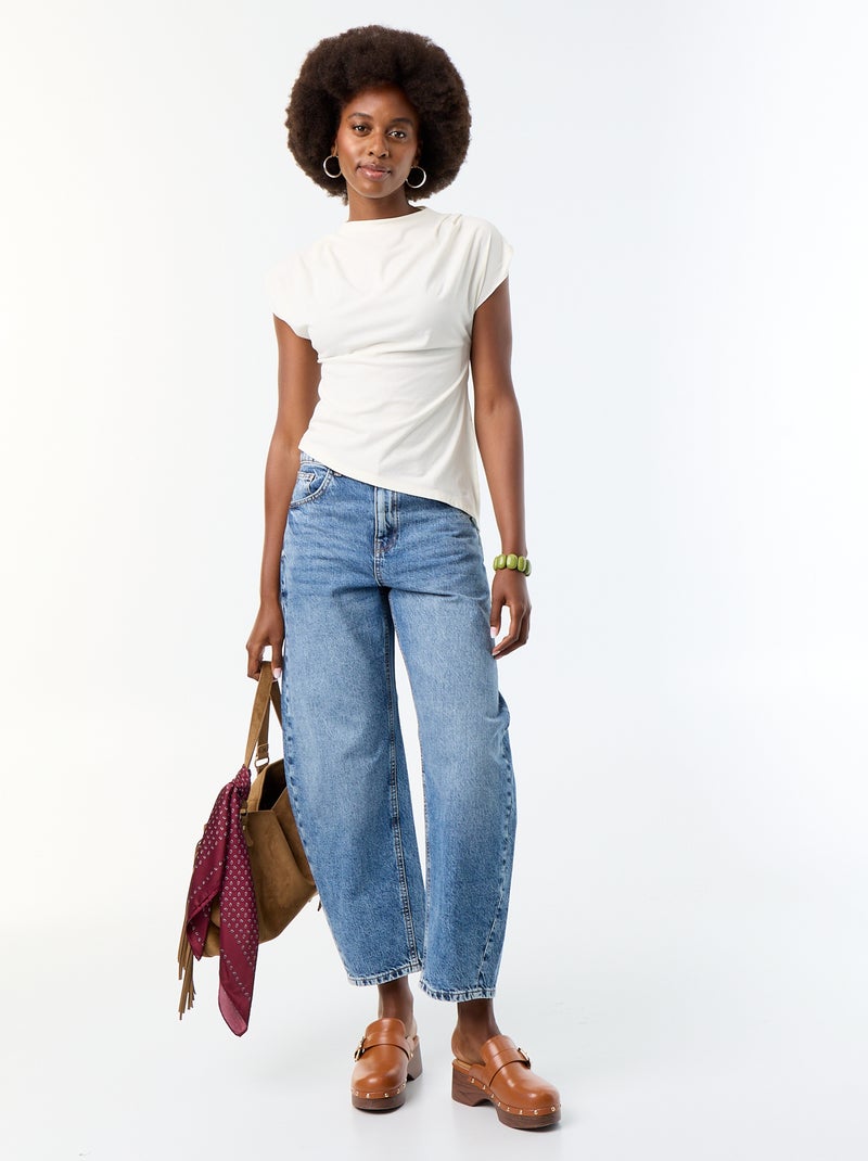 T-shirt sans manches asymétrique Blanc - Kiabi