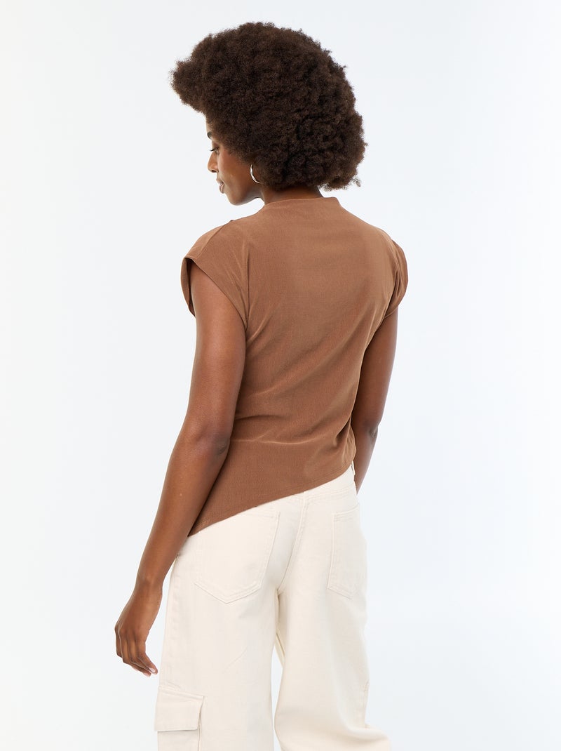 T-shirt sans manches asymétrique Marron - Kiabi