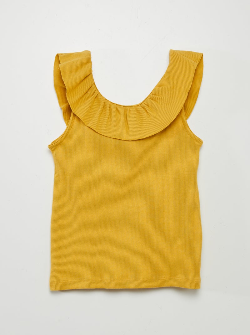 T-shirt sans manches avec col volanté Jaune - Kiabi