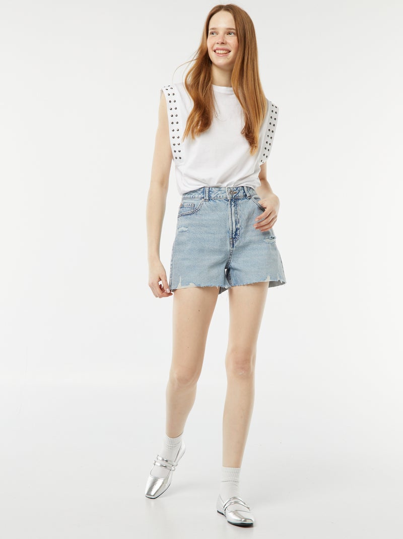 T-shirt sans manches avec emmanchures cloutées Blanc - Kiabi
