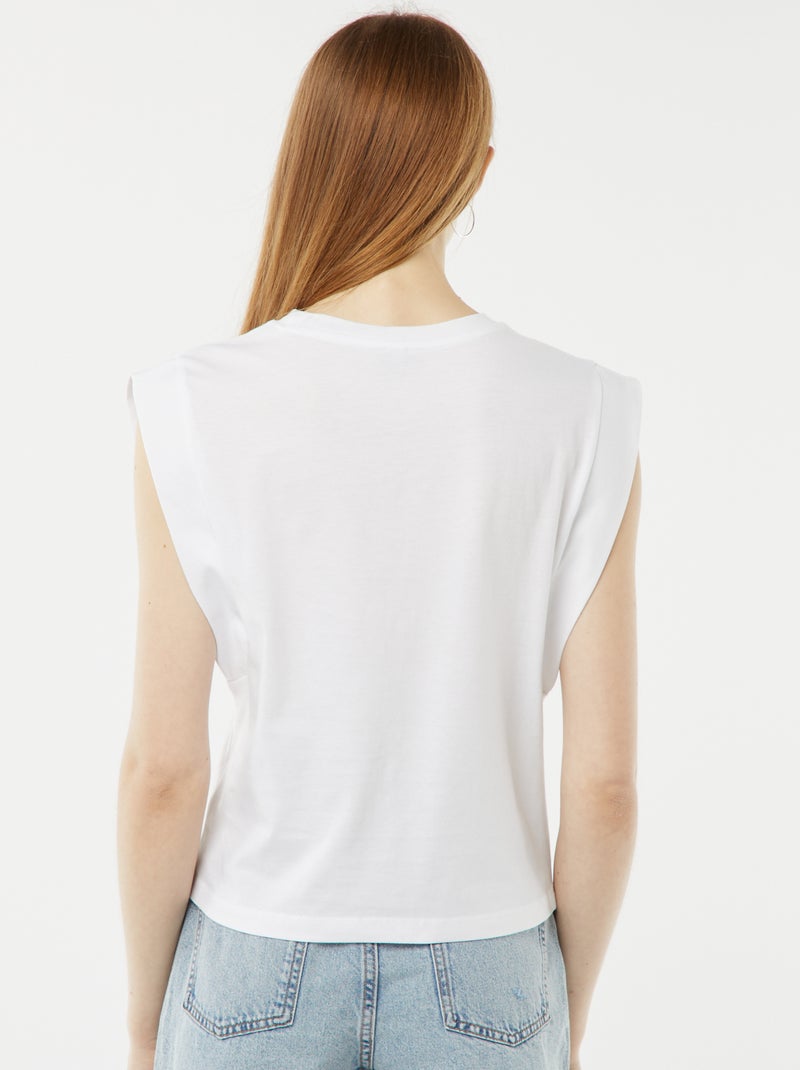 T-shirt sans manches avec emmanchures cloutées Blanc - Kiabi