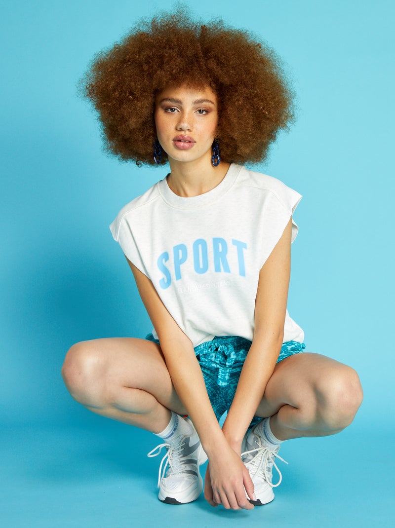 T-shirt sans manches avec imprimé Gris - Kiabi