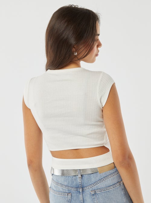 T-shirt sans manches avec ouverture dans le bas du dos - Kiabi