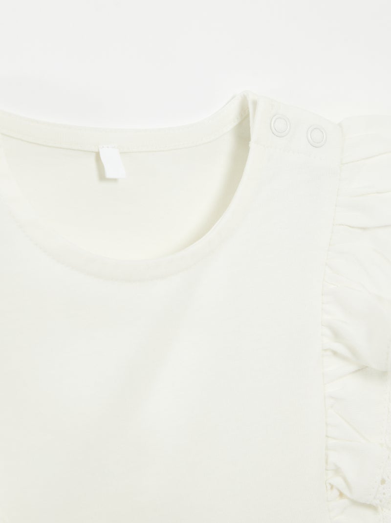 T-shirt sans manches avec volants - collection facile à enfiler Blanc - Kiabi