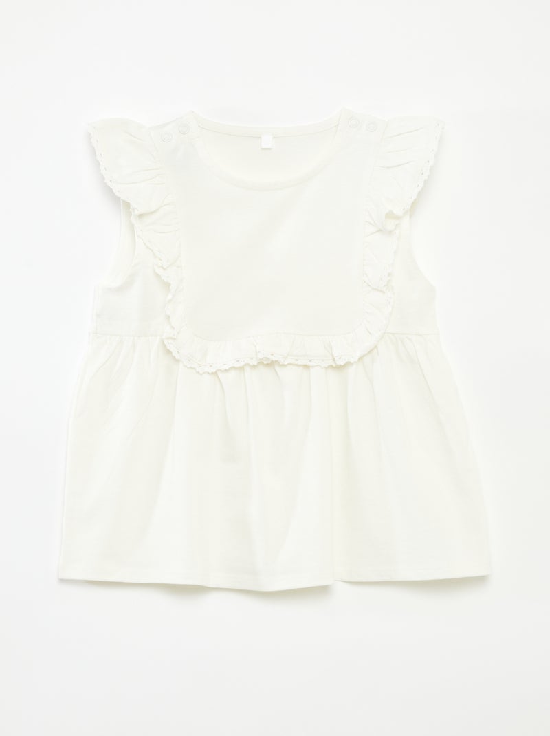 T-shirt sans manches avec volants - So Easy Blanc - Kiabi