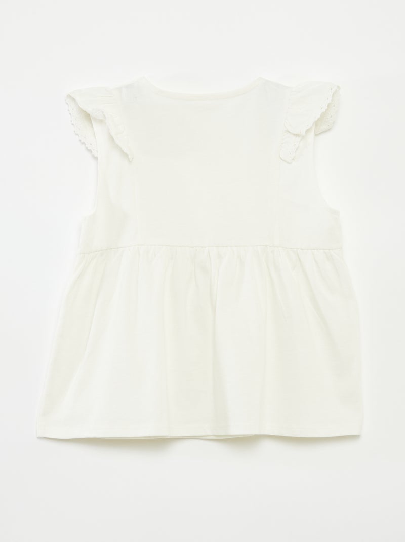 T-shirt sans manches avec volants - So Easy Blanc - Kiabi