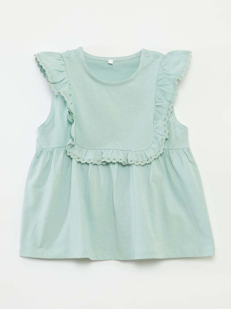 T-shirt sans manches avec volants - So Easy VERT - Kiabi