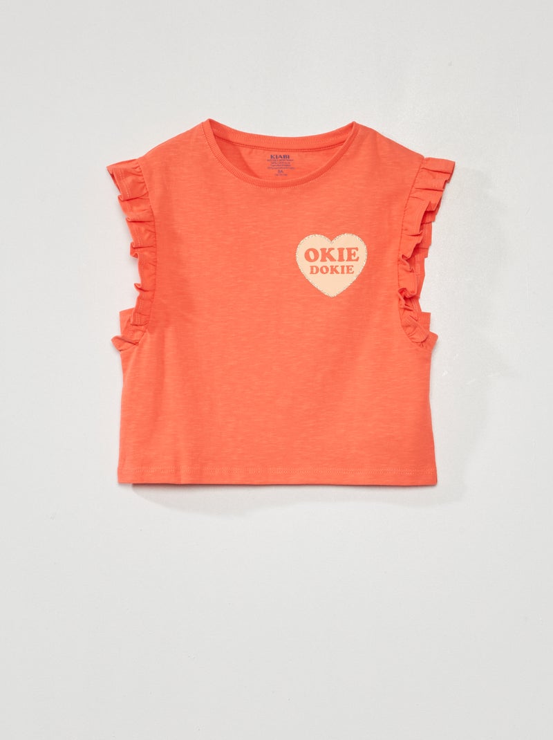 T-shirt sans manches avec volants Blanc - Kiabi