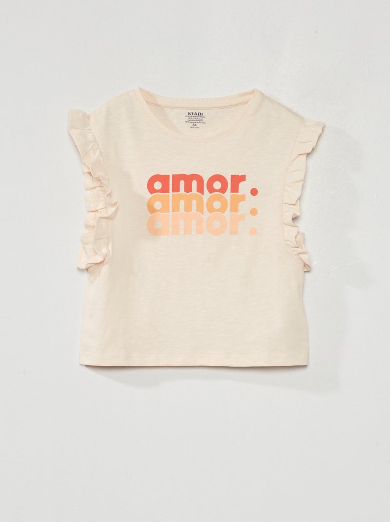 T-shirt sans manches avec volants Blanc - Kiabi