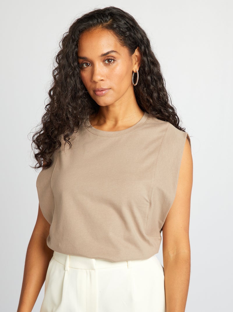 T-shirt sans manches Beige - Kiabi