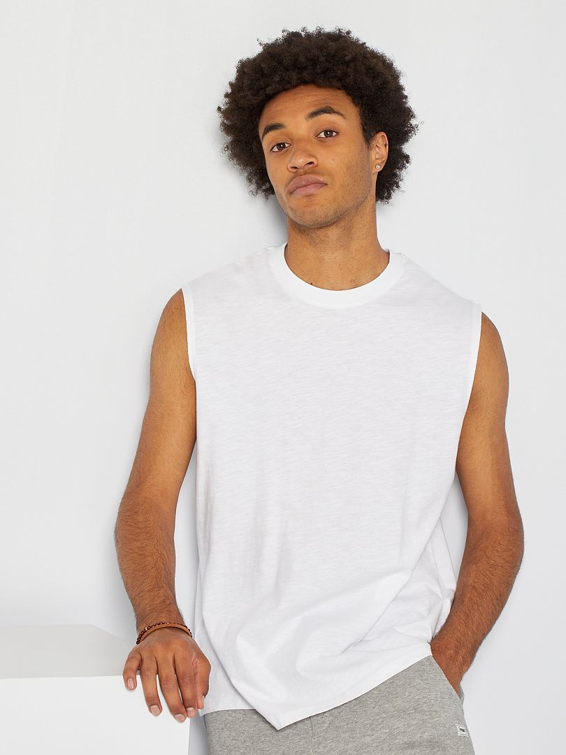 T-shirt sans manches blanc - Kiabi