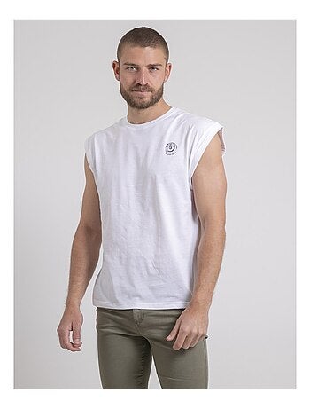 T-shirt sans manches col rond pur coton NEGAK