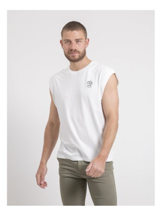 T-shirt sans manches col rond pur coton NEGAK
