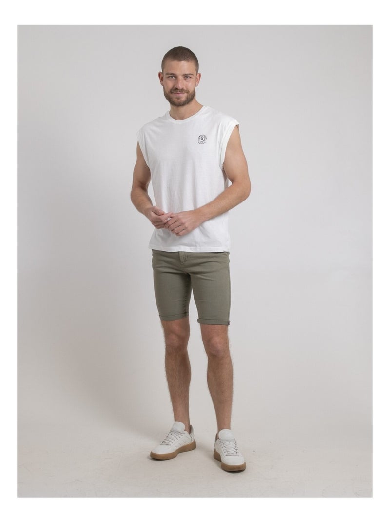 T-shirt sans manches col rond pur coton NEGAK Ecru - Kiabi