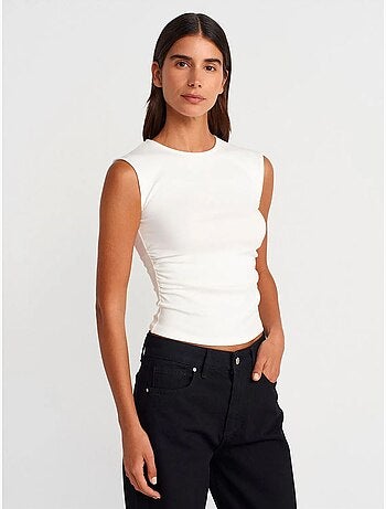 T-shirt sans manches côtelé à col rond et coupe ajustée dilvin
