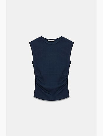 T-shirt sans manches côtelé à col rond et coupe ajustée dilvin