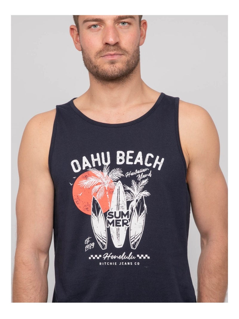 T-shirt sans manches coton NINATION Bleu marine - Kiabi