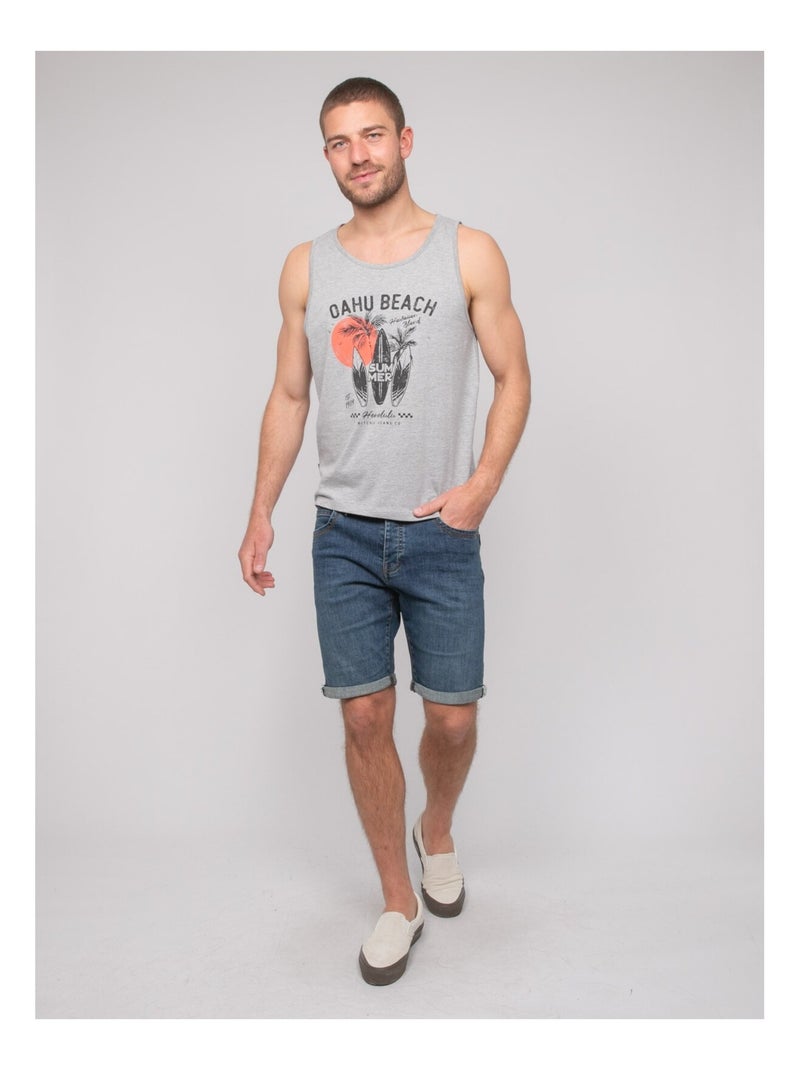 T-shirt sans manches coton NINATION Gris chiné - Kiabi