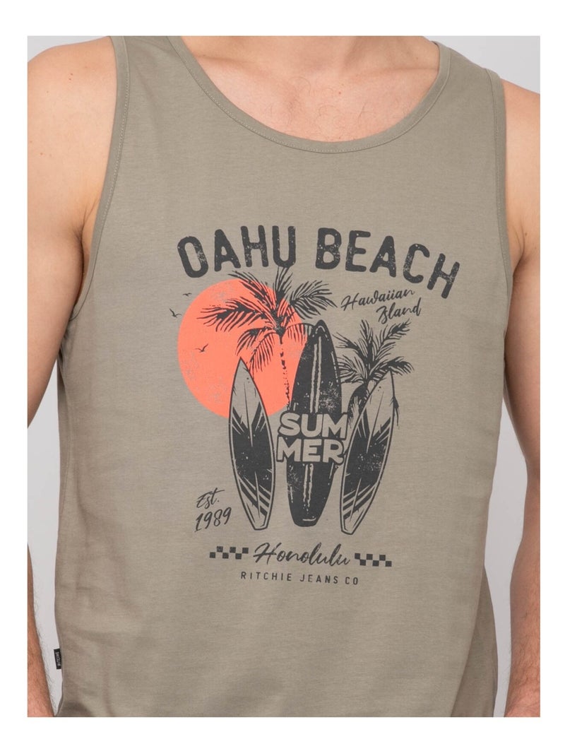T-shirt sans manches coton NINATION Kaki - Kiabi