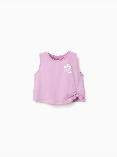 T-shirt sans manches en coton avec imprimé - Kiabi
