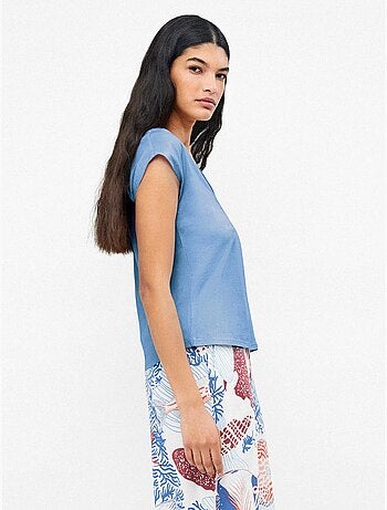 T-shirt sans manches en couleur bleue