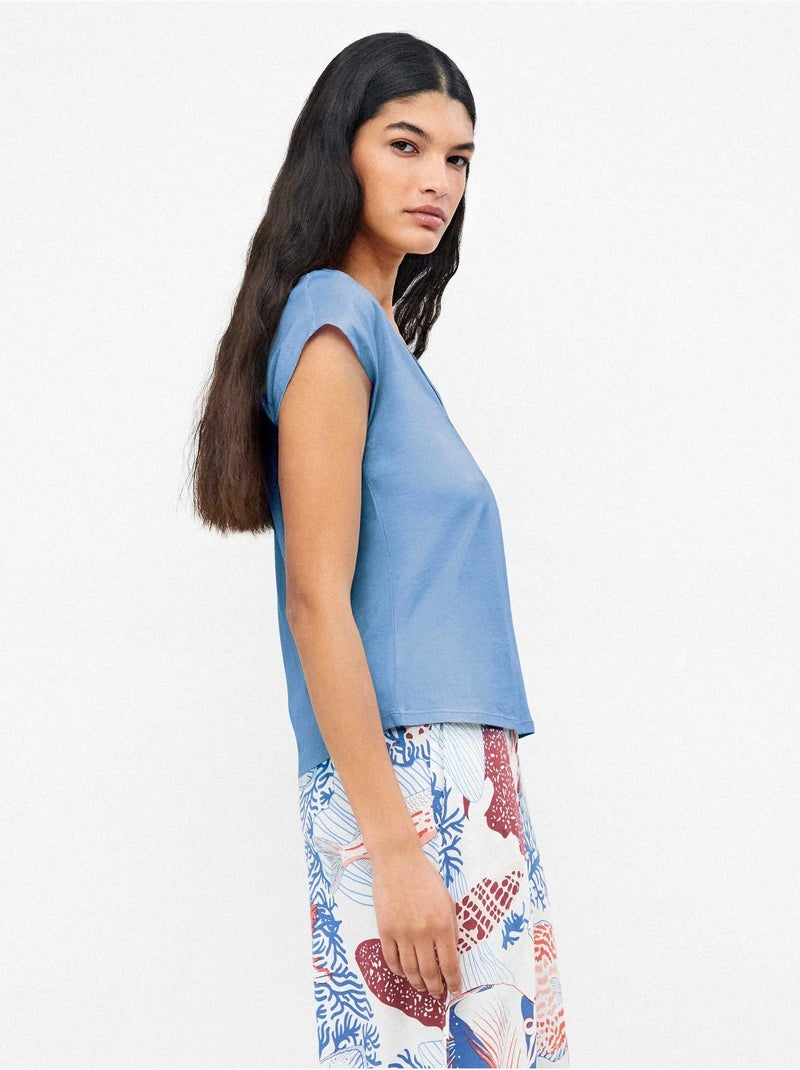 T-shirt sans manches en couleur bleue Bleu - Kiabi