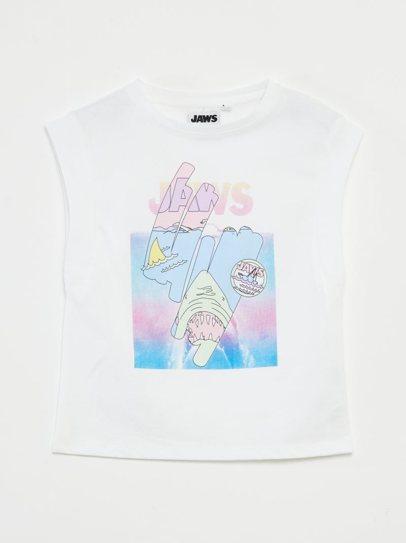T-shirt sans manches 'Jaws' Blanc - Kiabi