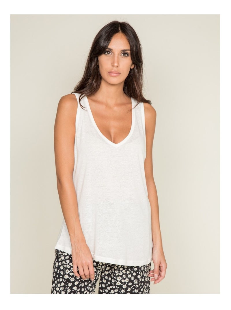 T-shirt sans manches lin FLERON Blanc - Kiabi
