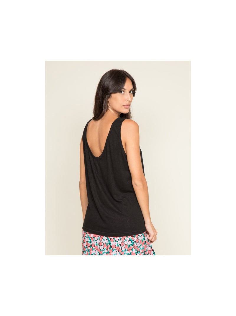 T-shirt sans manches lin FLERON Noir - Kiabi