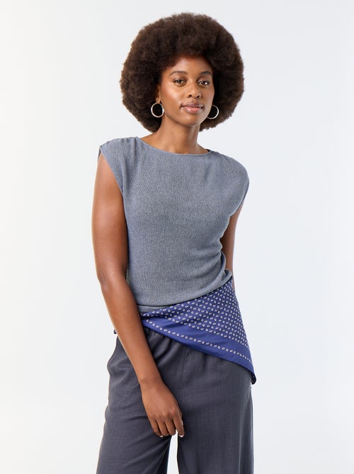 T-shirt sans manches maille ajourée et col bateau - Kiabi