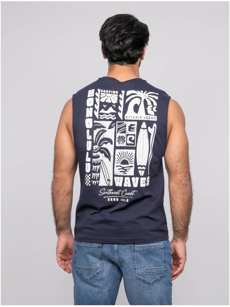 T-shirt sans manches NIPOLYTE Bleu marine - Kiabi