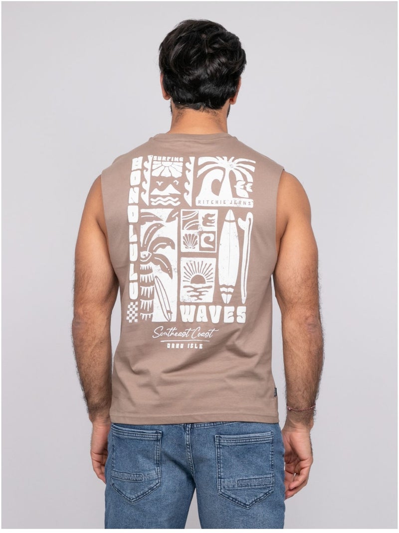 T-shirt sans manches NIPOLYTE Marron - Kiabi