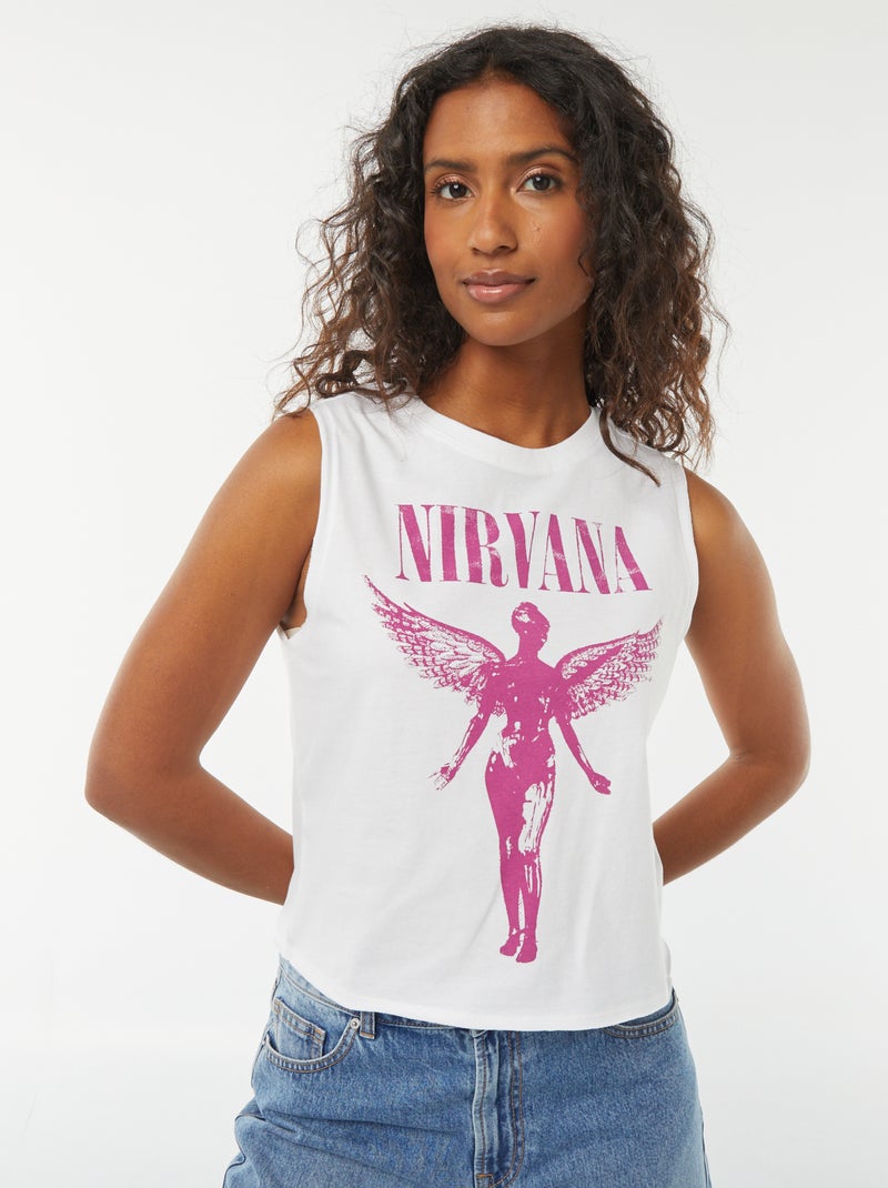 T-shirt sans manches 'Nirvana' Blanc - Kiabi