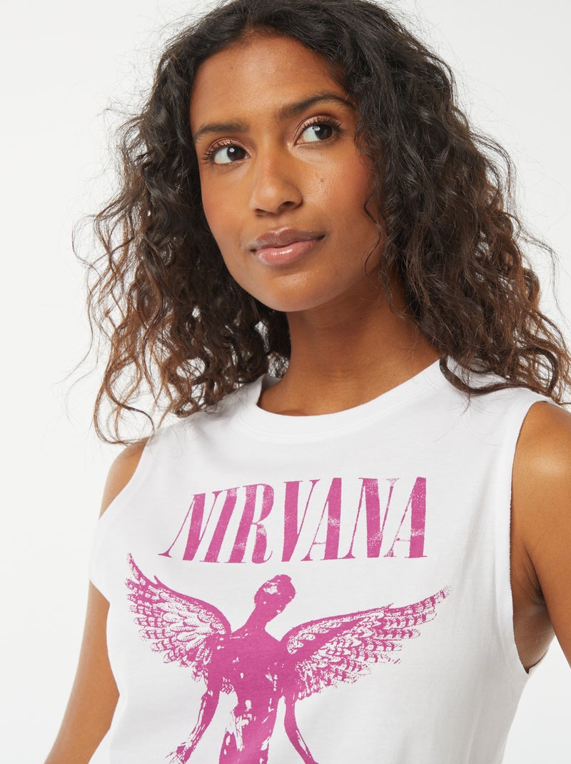 T-shirt sans manches 'Nirvana' Blanc - Kiabi
