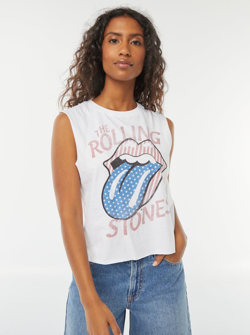 T-shirt sans manches 'Rolling Stones' Blanc - Kiabi