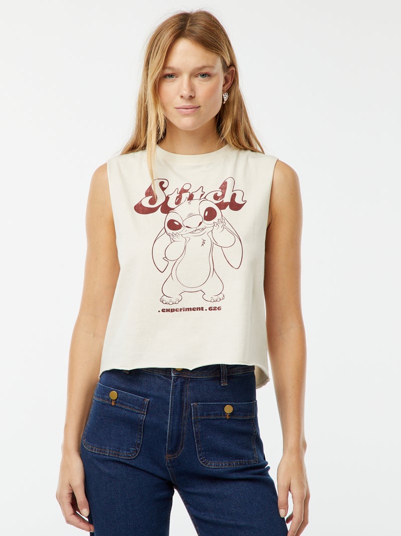 T-shirt sans manches 'Stitch' 'Disney' Blanc Femme