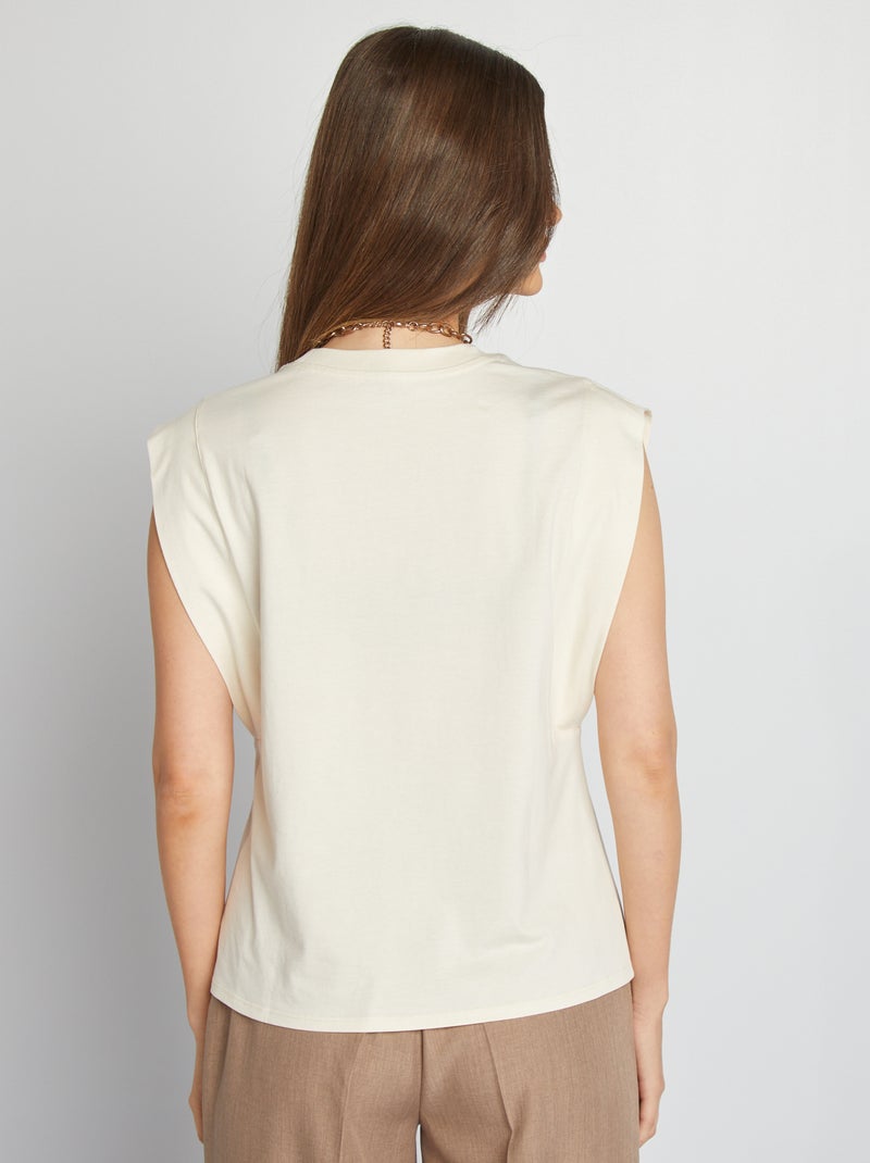 T-shirt sans manches uni BLANC - Kiabi