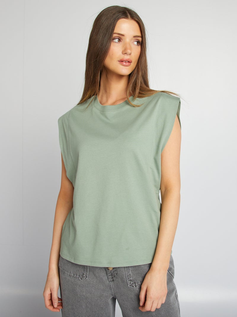 T-shirt sans manches uni BLEU - Kiabi
