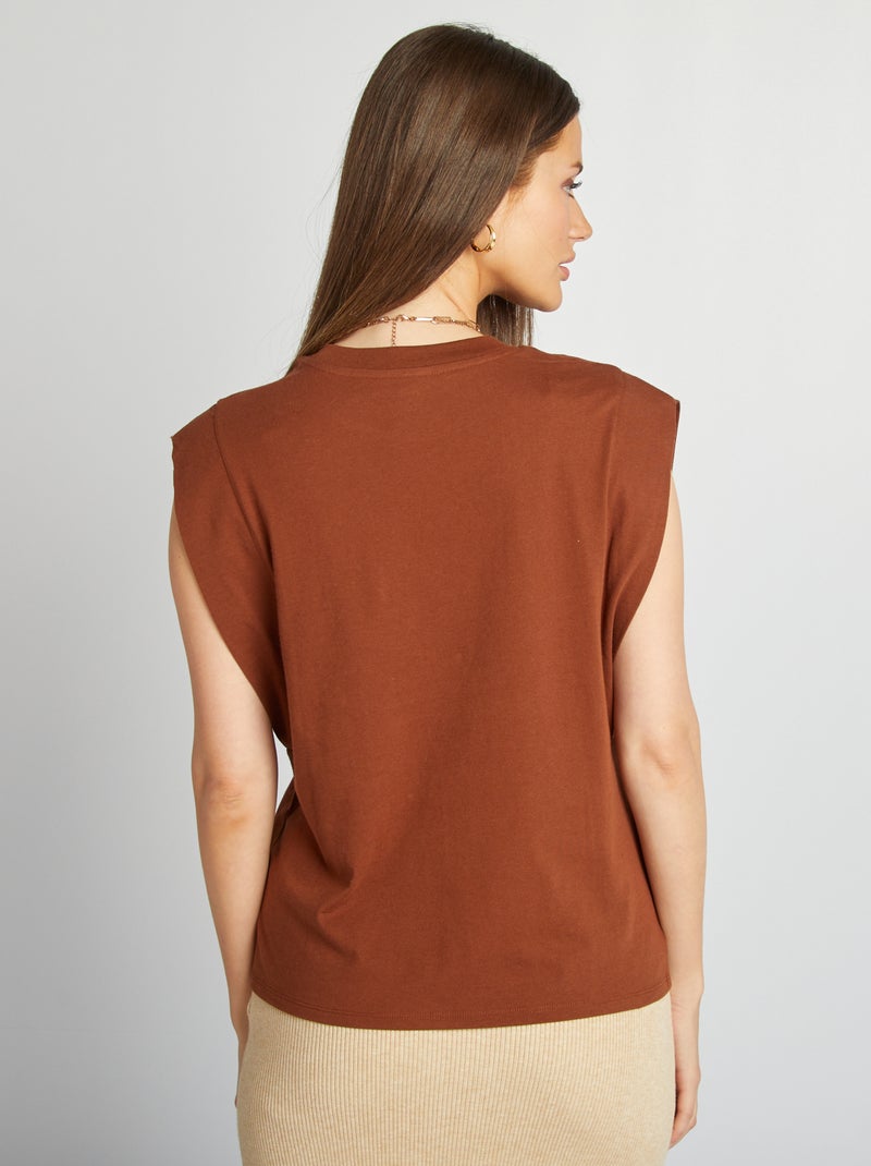 T-shirt sans manches uni MARRON - Kiabi