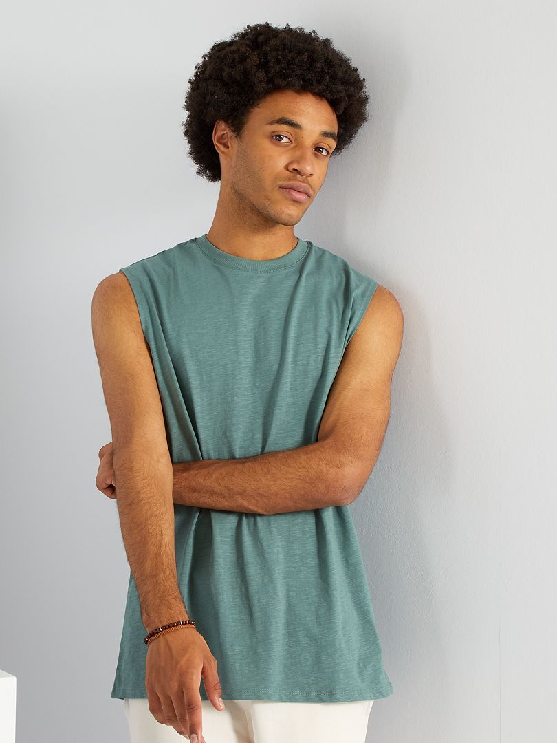 T-shirt sans manches vert - Kiabi