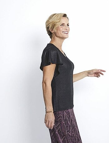 T-shirt scintillant manches papillon