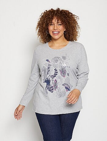 T-shirt sérigraphie fantaisie pailleté