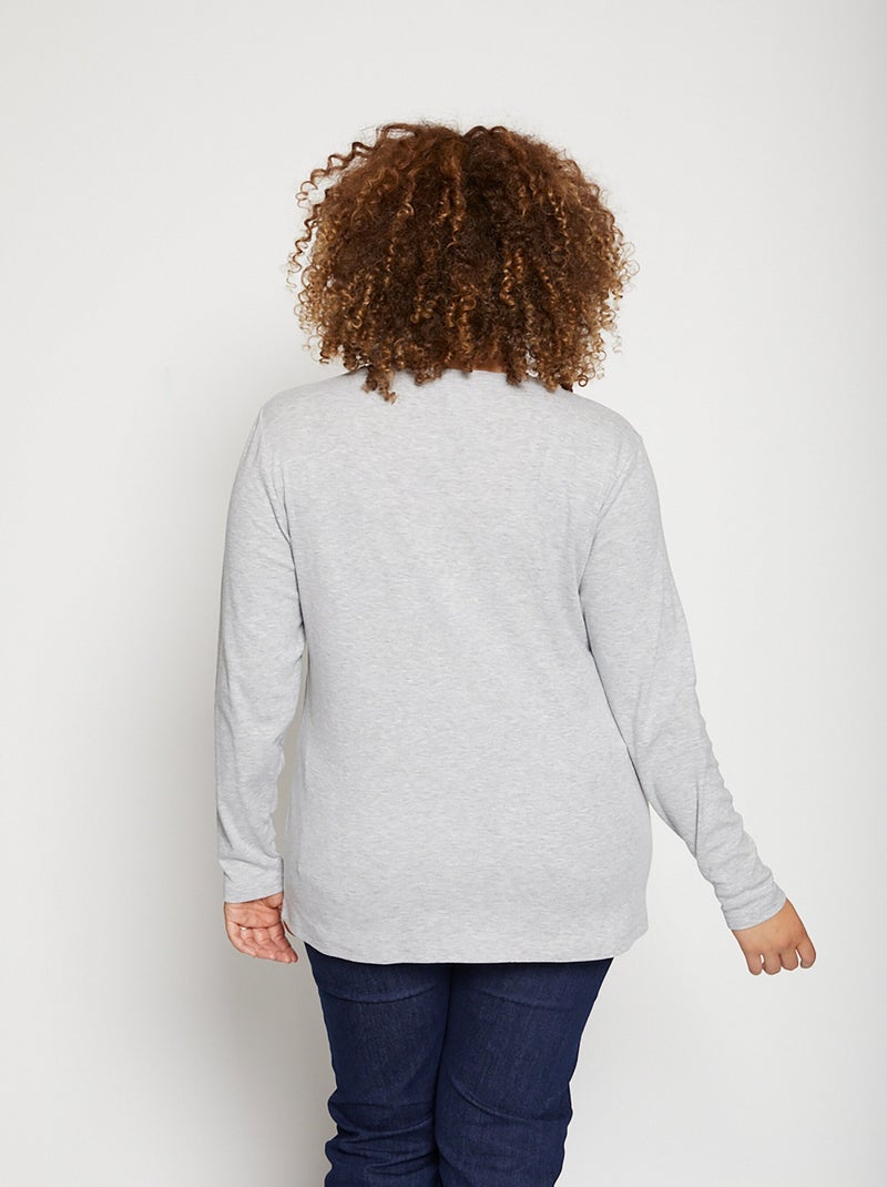 T-shirt sérigraphie fantaisie pailleté Gris - Kiabi