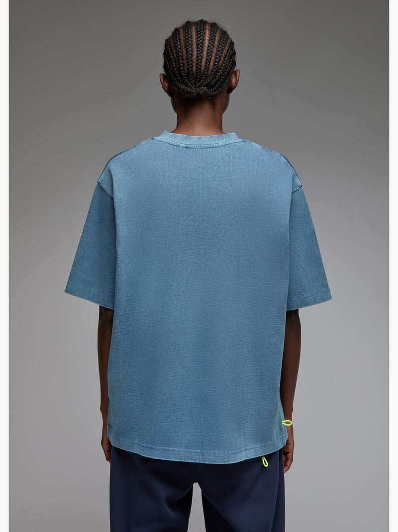 T-shirt shiba   (acid washed) femme - sae paris Bleu - Kiabi