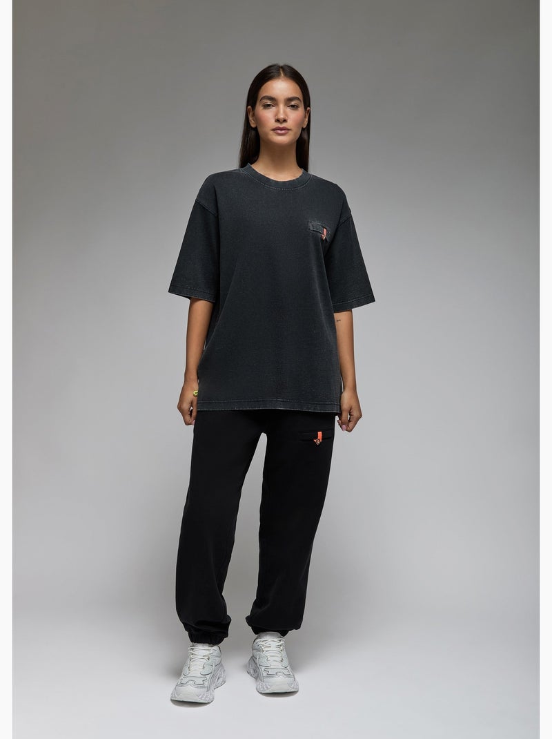 T-shirt shiba  (acid washed) femme - sae paris Noir - Kiabi